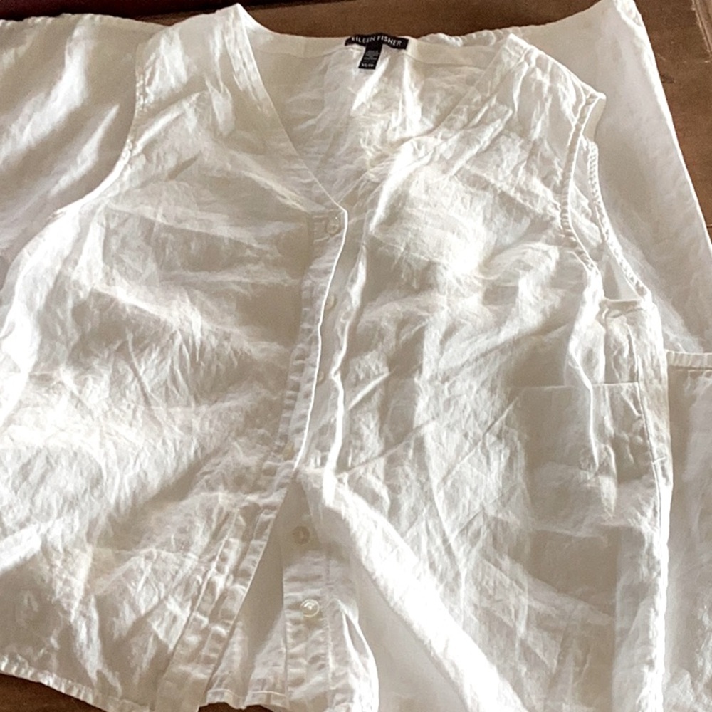 EILEEN FISHER 100% linen- fresh white color, crisp wonderful linen